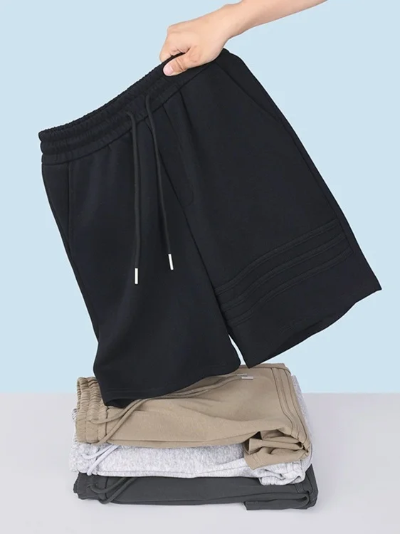 

Heavyweight American Retro Waed Cotton Summer Men's Color Basic Versatile Casual orts Trendy Straight Leg Elastic W...