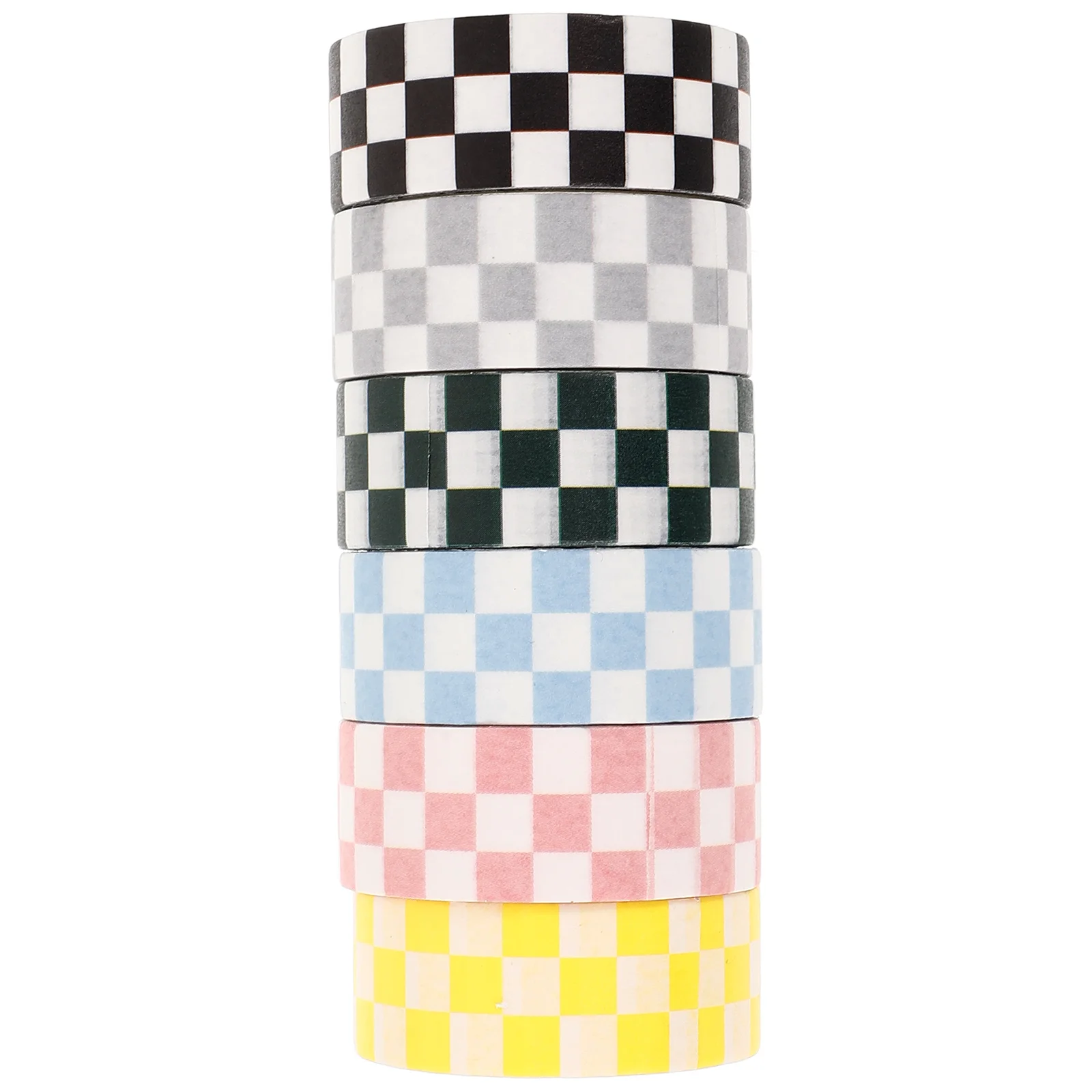 6 Rolls Checkered Washi Tape Grid Scrapbooking Stationery Colorful Duct Supplies Adhesive Japanese Paper