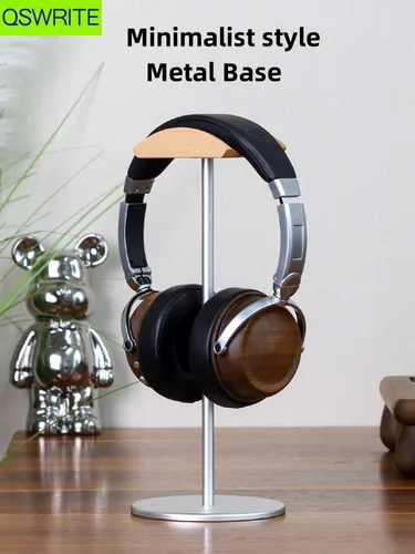 Imagen 2 del producto Soporte para auriculares de madera de nogal, estante de almacenamiento minimalista para auriculares, colgador de auriculares de madera maciza, soporte para auriculares
