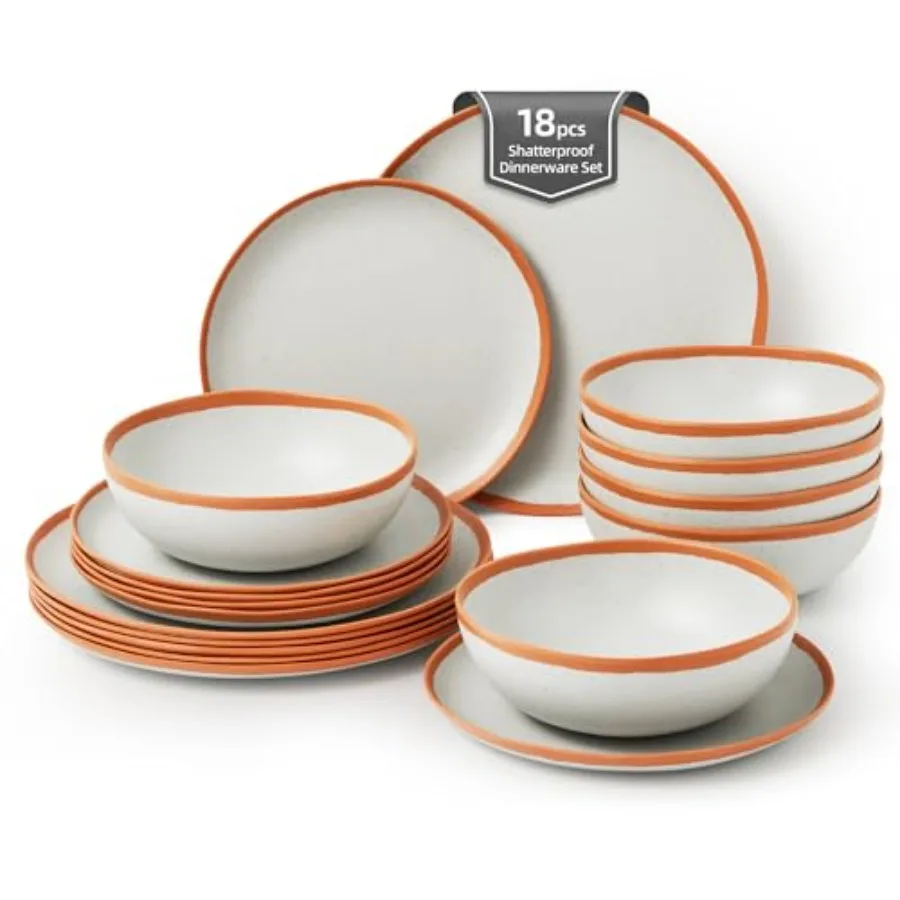 

Vintage Citrus Rim Melamine Dinnerware Set For 6 Outdoor Plates and Bowls Sets Durable Dishes Set