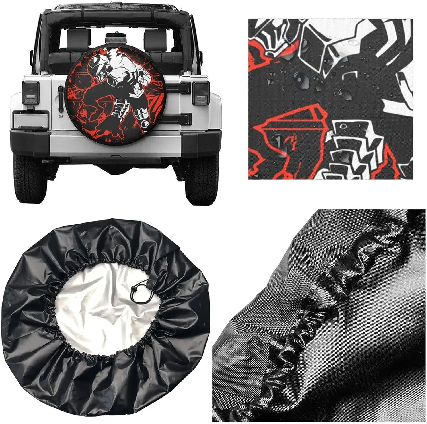 أنيمي عفريت القاتل نمط غطاء إطار السيارة عجلة حماة المياه الغبار العالمي صالح لشاحنة SUV شاحنة تخييم السفر مقطورة