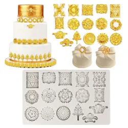 Silicone Chocolate Mold Vintage Embossed Pattern Mold Xmas Birthday Party Cake Decoration Cupcake Baking Kitchen Tool