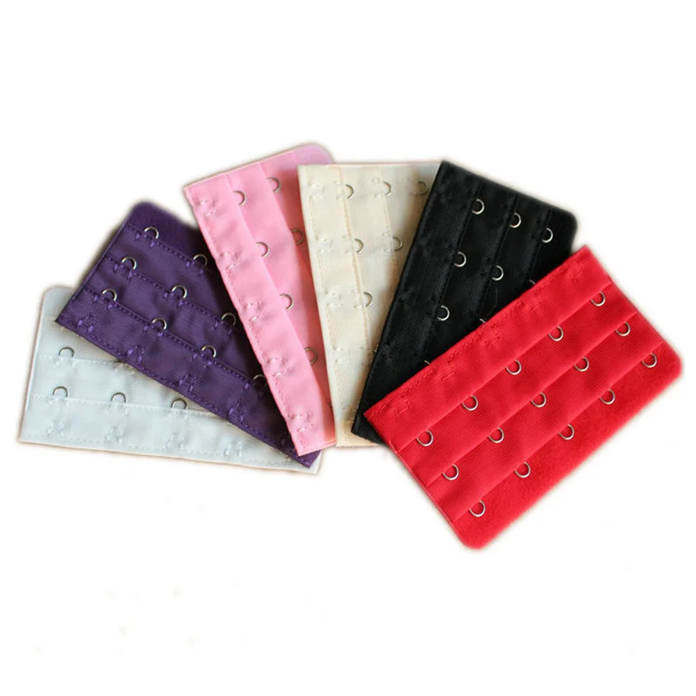 5 Buah Ekstender Bra 3 Baris 5 Kait Ekstensi Pakaian Dalam Nilon Tanpa Jepitan Ramah Kulit untuk Kehamilan Penambah Berat Badan Hitam