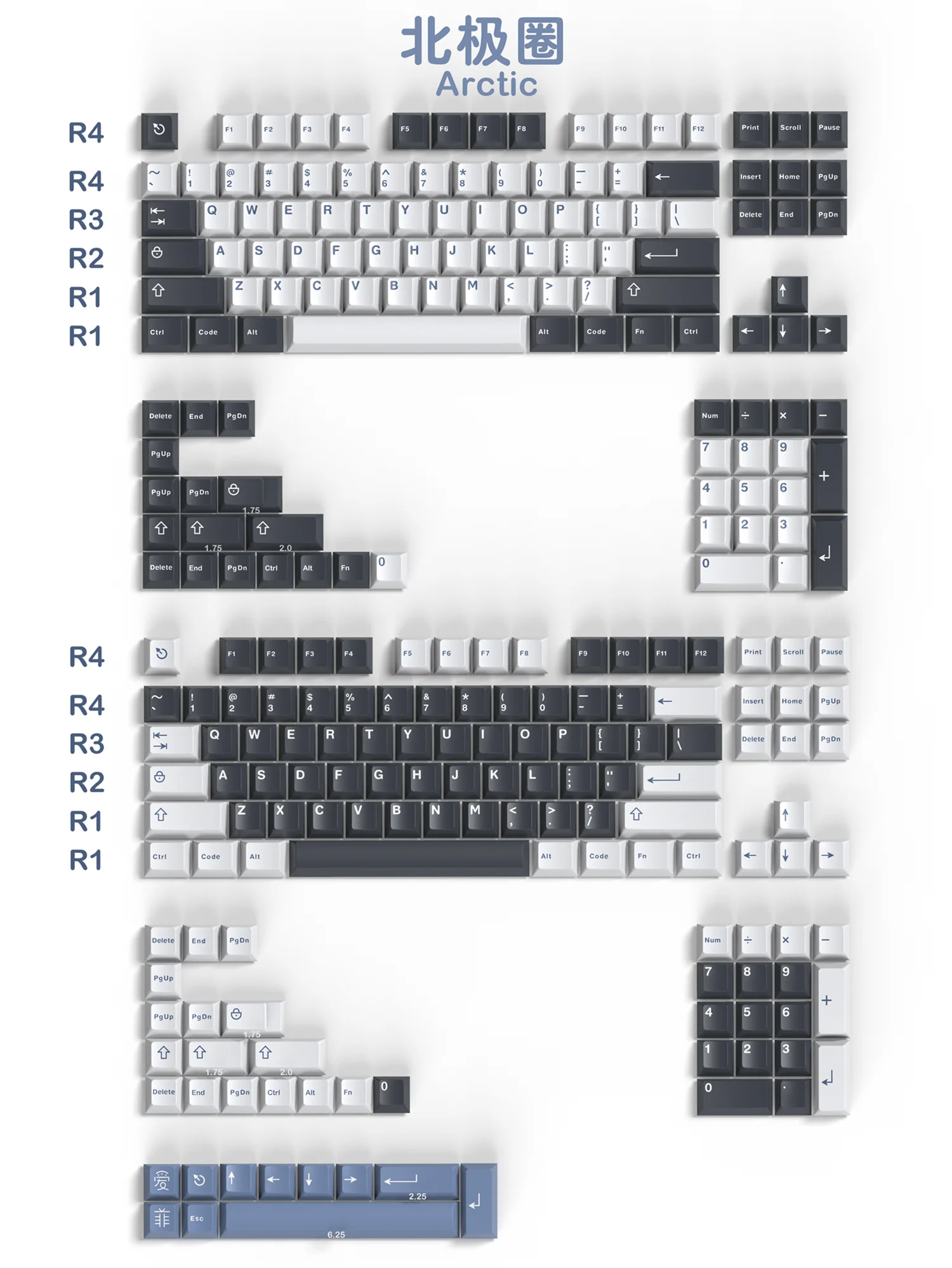 Aifei Icon New Product Original Height ABS Two-color 253 Key Arctic Circle Key Cap