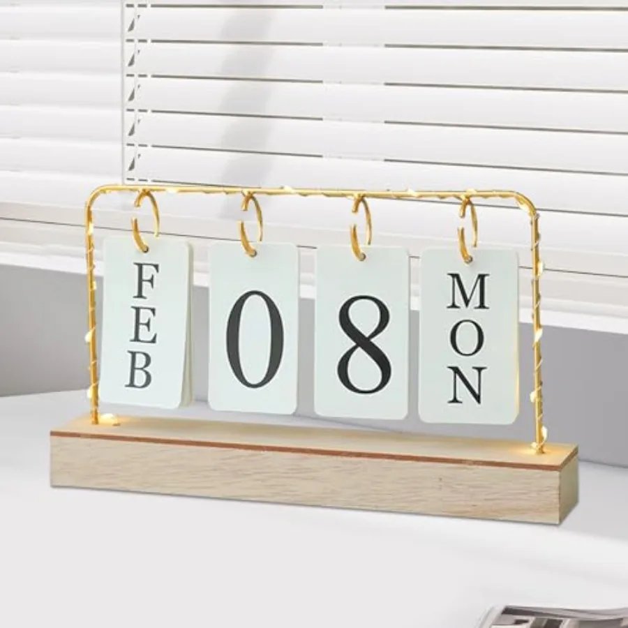 

Настольный вечный календарь-перевертыш из дерева и металла, ежедневный, ежемесячный, еженедельный, ежегодный планировщик на 2025 год для офиса и дома