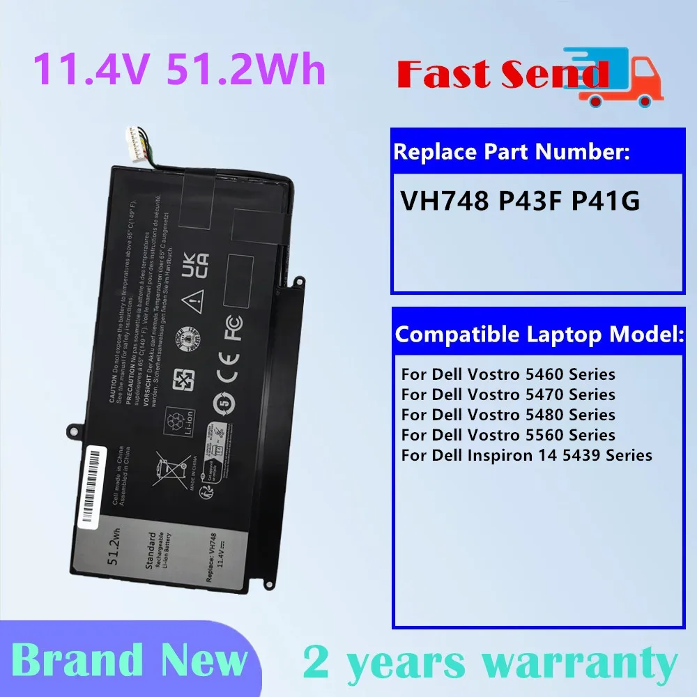 

VH748 P43F P41G Battery For Dell Vostro 5460 5470 5480 5560 Series For Inspiron 14 5439