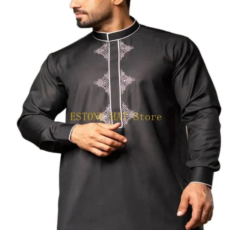 49MF Man Islamic Kaftan Thobe Robe Long Gown, Man Long Islamic Robe Kaftan Thobe