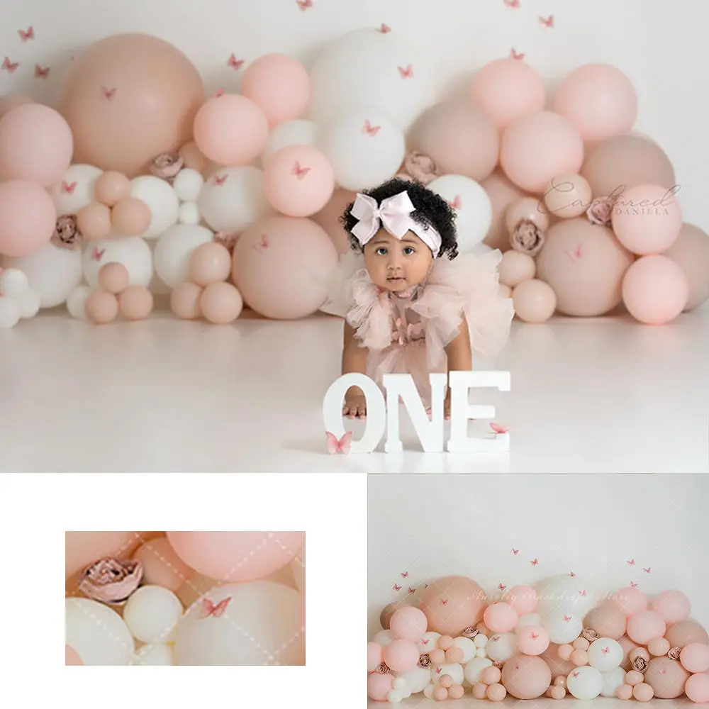 Dainty Butterflies and Ballooons Photography Backdrop Kids Baby Cake Smash Photocall Decors Child Girls Adult Studio Backgrounds