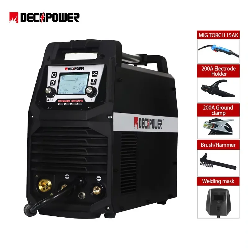 Semi-Automatic Synergy 110V/220V Dual Voltage  Gas Gasless IGBT Inverter Mag Mig welding machine 200 amp