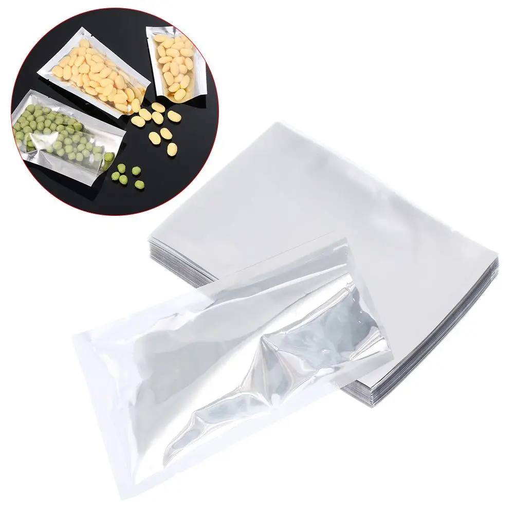 100Pcs Aluminium Foil Bags Heat Seal Bag Storage Pouches Vacuum Sealer Saran Wrap Food Grade Kitchen Supplies