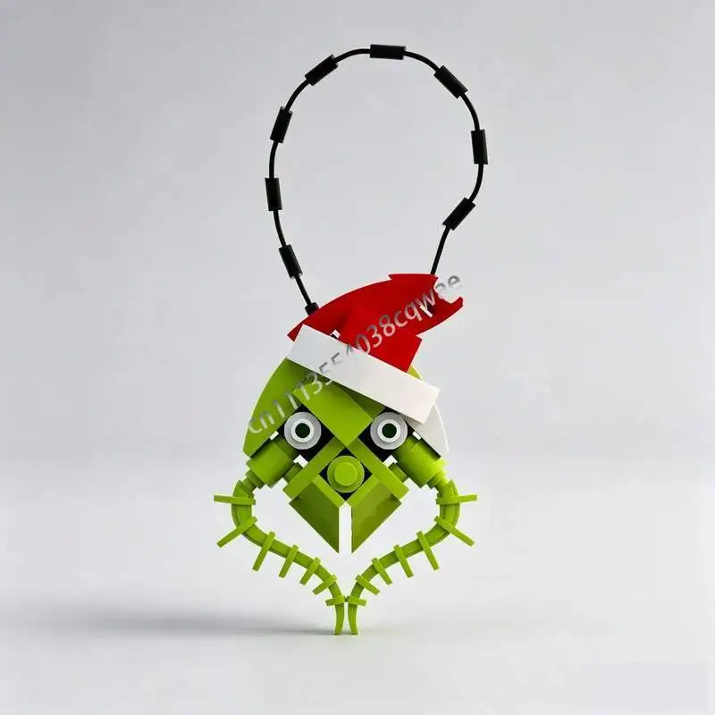 35PCS Green Monster Tree Ornament MOC Building Blocks Model Custom Assembly Creative Christmas Decor Toy Collection Holiday Gift