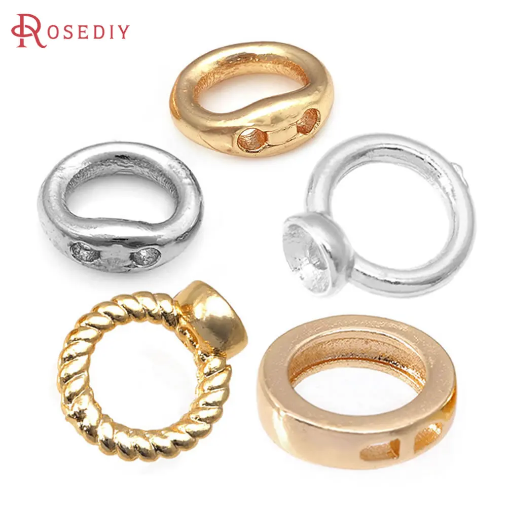 

Brass 2 Holes Closed Rings Leather Rope Wire Tassel Caps Necklace Connect End Rings Jewelry Making Diy Accessories