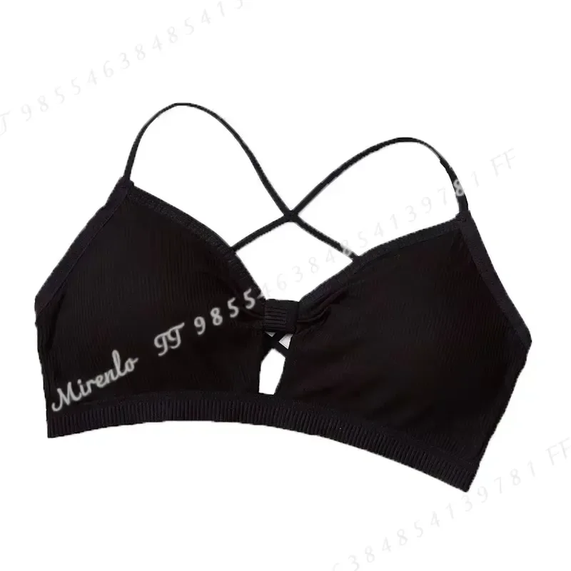 2023 Sexy Threaded Sports Yoga Bra Pure Cotton Fitness Top Breathable Strap Underwear with Pad Wrap Chest Support