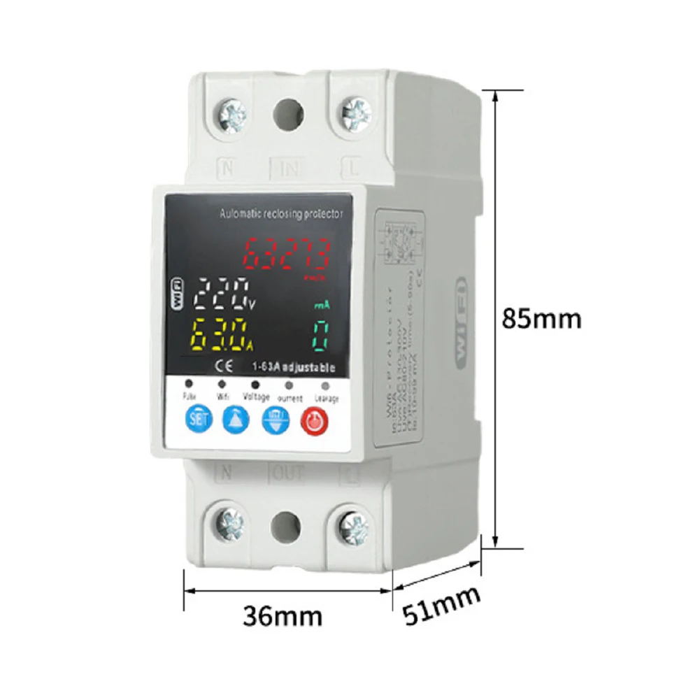Smart WiFi Circuit Breaker Leakage Protection Over/Under Voltage Remote Switch For A Broad Range Of Appliances & Circuits 1-63A