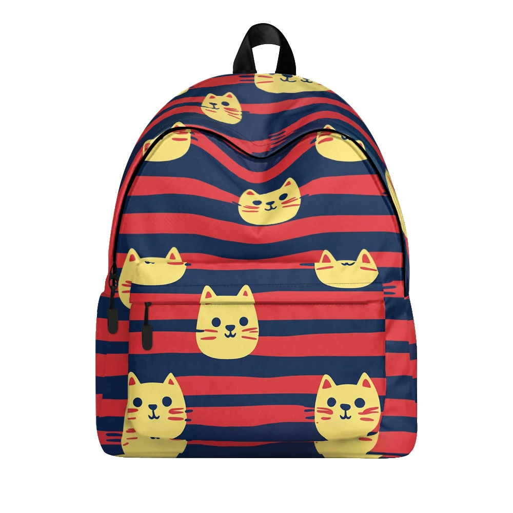 Cute Fox Cartoon Cats Printed Backpack Pencil Bags Adjustable Straps Lightweight Durable School Bag Travel Daypack Teens Sets