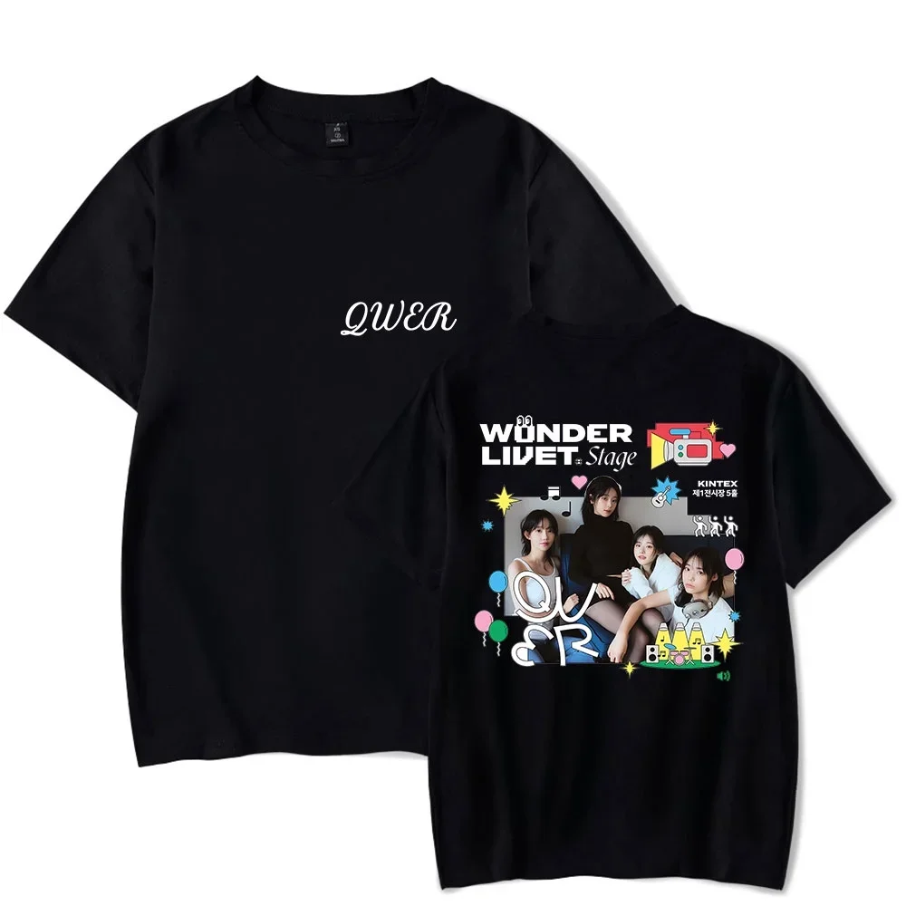 Kpop QWER WONDERLIVET Live T-Shirt Men/Women Streetwear T-shirt Shirt Short Sleeve