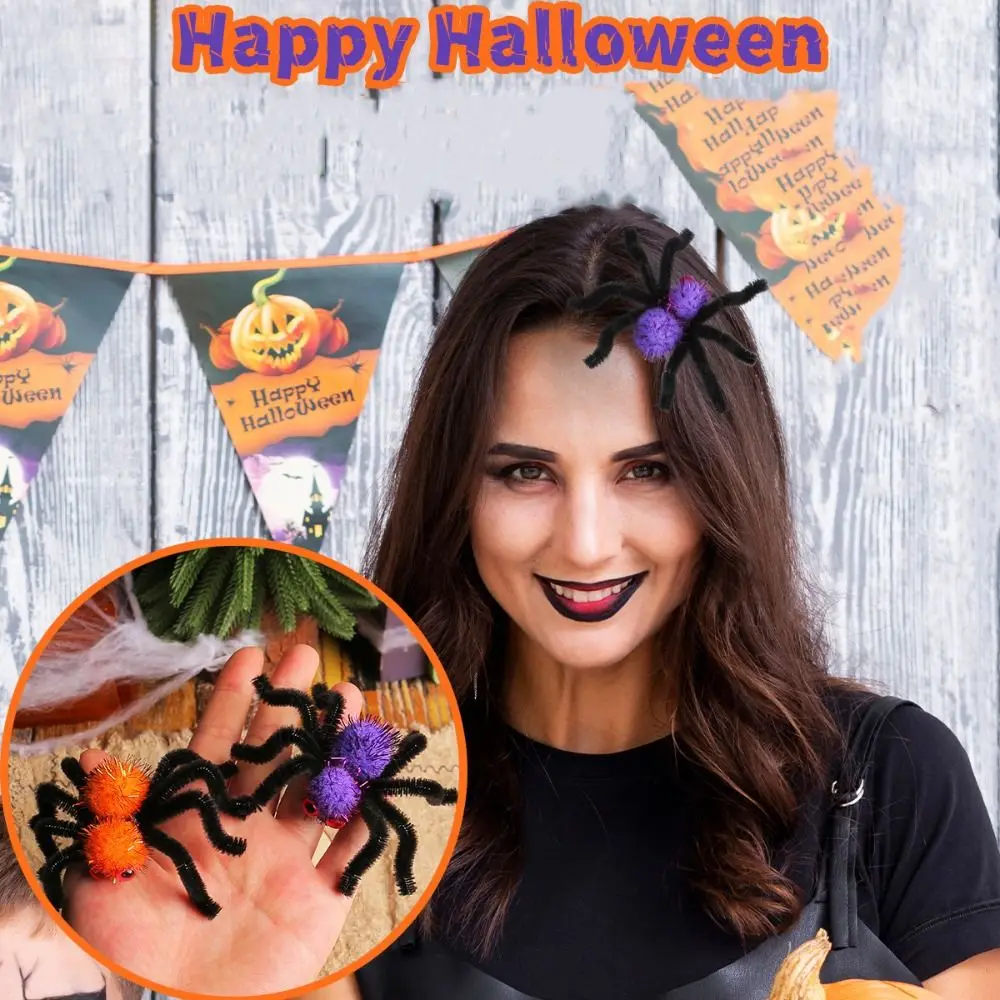 Simulation Halloween Spider Hair Clips Barrettes Hair Jewelry Halloween Kids Headdress Plastic Cute Animal Plush Spider Hairpin
