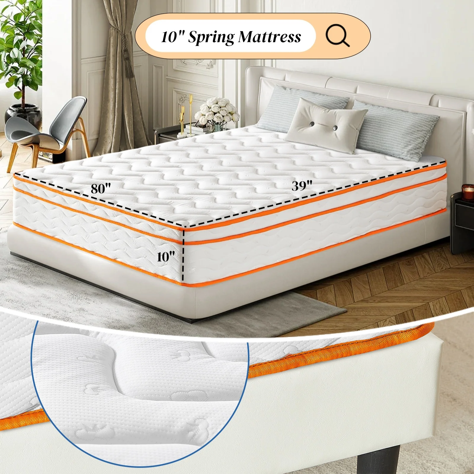 12 Inch King SIze Plus Size Pocket Spring Hybrid Mattress Secure Coils for Durable Support