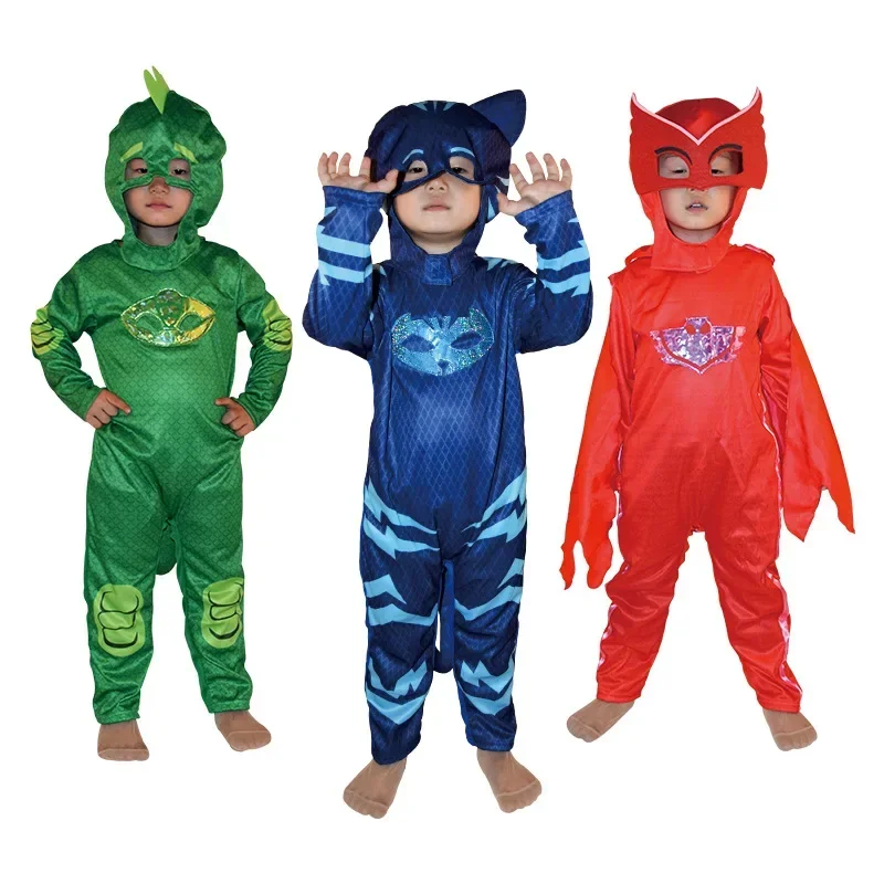 kids Anime Cosplay Costume Halloween Party Christmas Masquerade Clothes Catboy Gekko Owlette Children Kids Birthday Gift 3-10Y