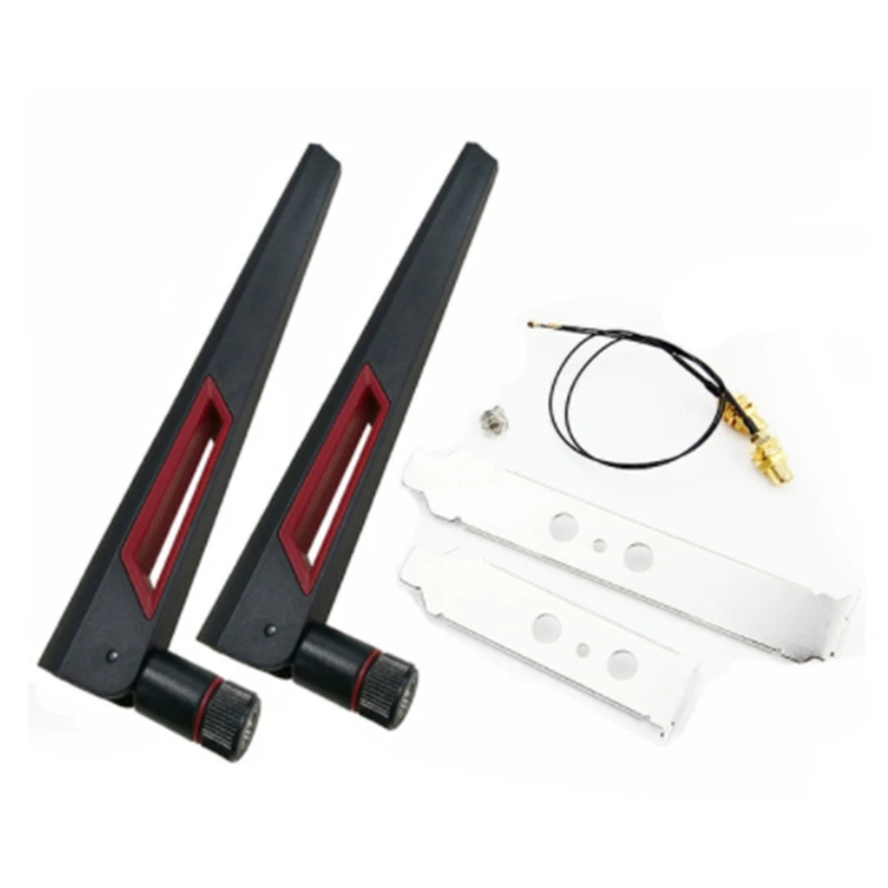 2x8dbi Dual Band M.2 Ipex Mhf4 U.Fl Kabel Naar RP-SMA Pigtail Wifi Antenne Set Voor Ax210 Ax200 9260 9560 Ngff Kaart