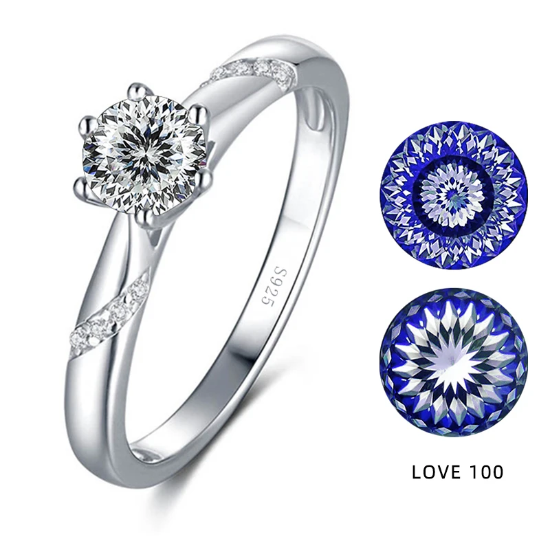 BIJOX STORY – bague romantique en Moissanite pour femme, anneau de fête en forme de fleur de prunier 925, SilverSakura Love 100