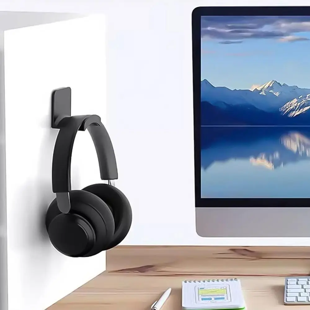 Portable Adhensive Headphone Stand Wall-mounted Space Saving Headphone Hook Earphone Display Stand for Gaming Headsets