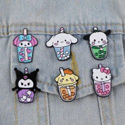 Épingles en émail de dessin animé de la série Bubble Tea, broche en métal d'angle mignon, insignes de revers de sac à dos de vêtements, accessoires de bijoux de mode, cadeaux