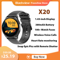 Blackview X20 Smartwatch 1.43 Inches IPS Display 380mAh Battery Message Alerts  Bluetooth Calling Sports Watch for Android IOS