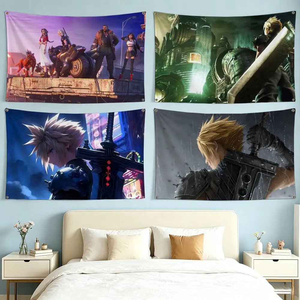 Videogames F-FINAL FANTASYs  Flags Wall Hanging Tapestry Outdoor Garage Room Decorative flag Background Blanket