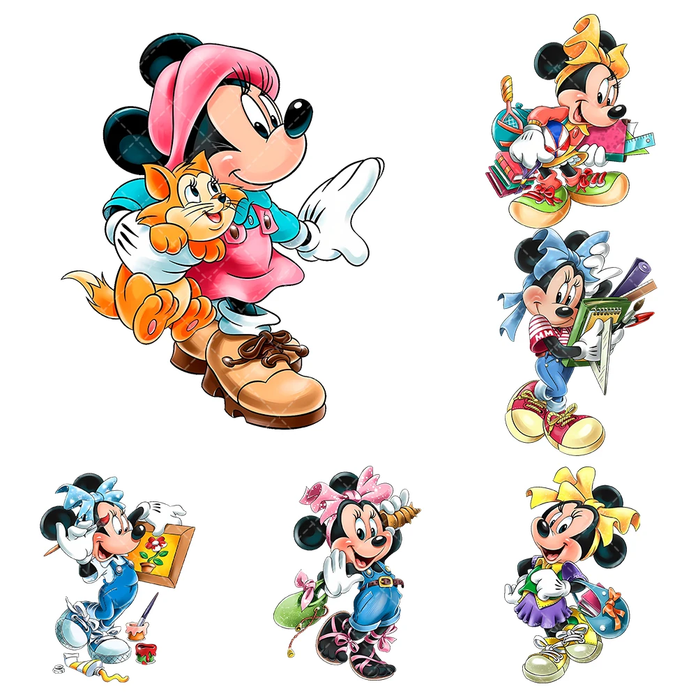 6cm/10cm/15cm/20cm/25cm/30cm Disney PrincessHeat Transfer Stickers Iron On Clothes DTF Pinted Vinyl Thermal Appliques Washable