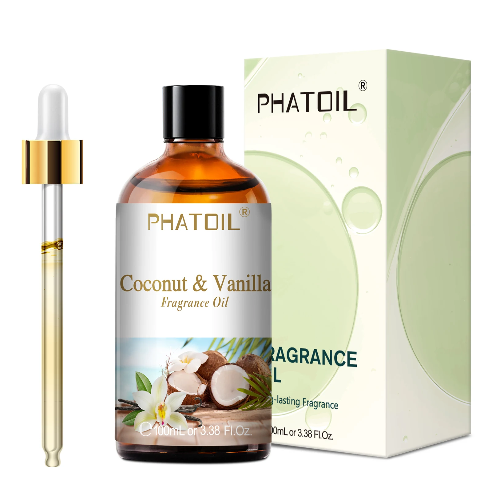 PHATOIL 2PCS Long Lasting Scented Oils For Humidifier,Air Freshener 100ml Coconut & Vanilla Mango Cherry Watermelon Fragrance Oils For Soap & Candle Making
