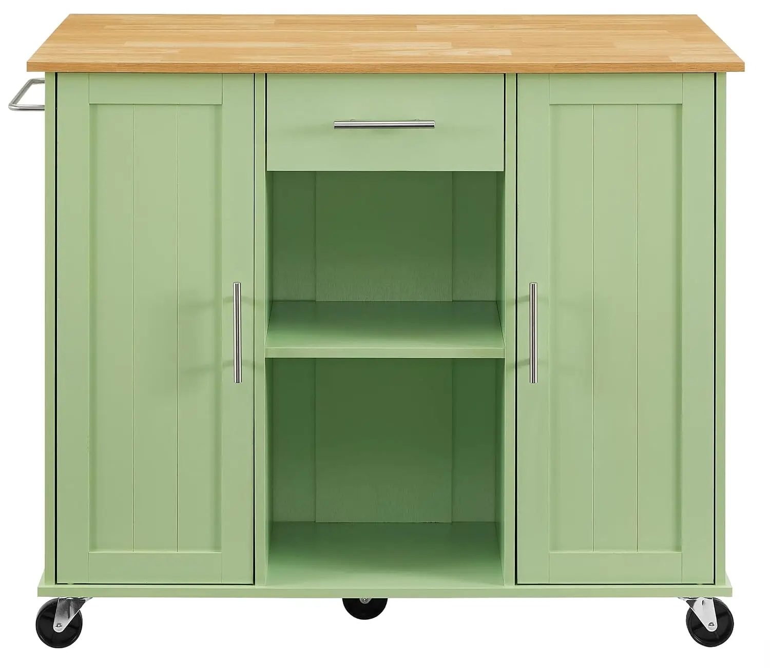Rolling Storage Cart Kitchen Island Shelves Microwave Stand Coffee Bar Mint Natural, Customized