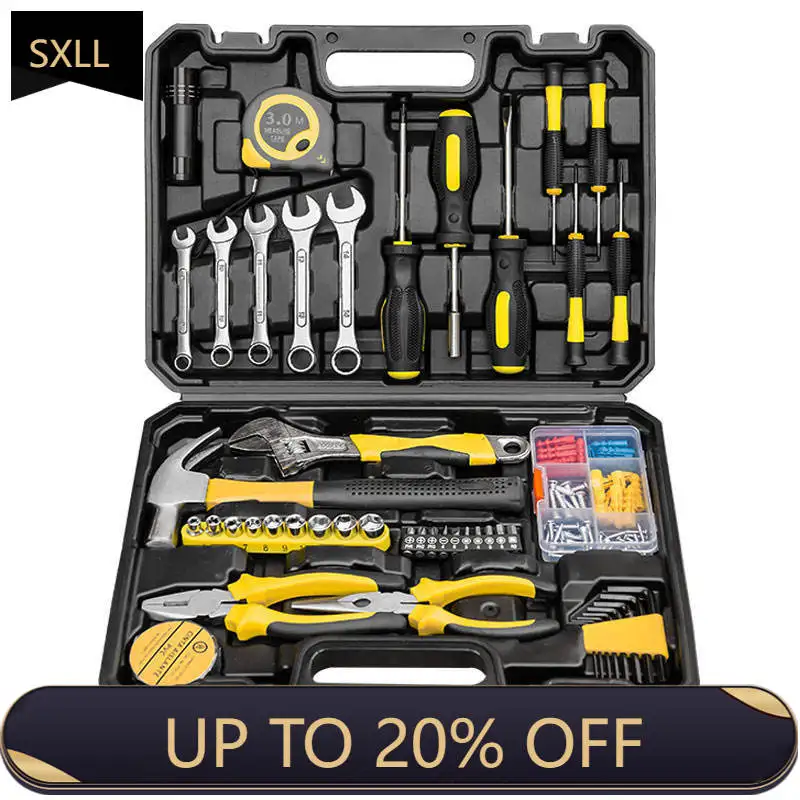 

SXLL Полный набор инструментов из 88 предметов, домашний ящик для инструментов, набор инструментов для авторемонта с молотком, плоскогубцами, отверткой, втулкой гаечного ключа, механическим Wo