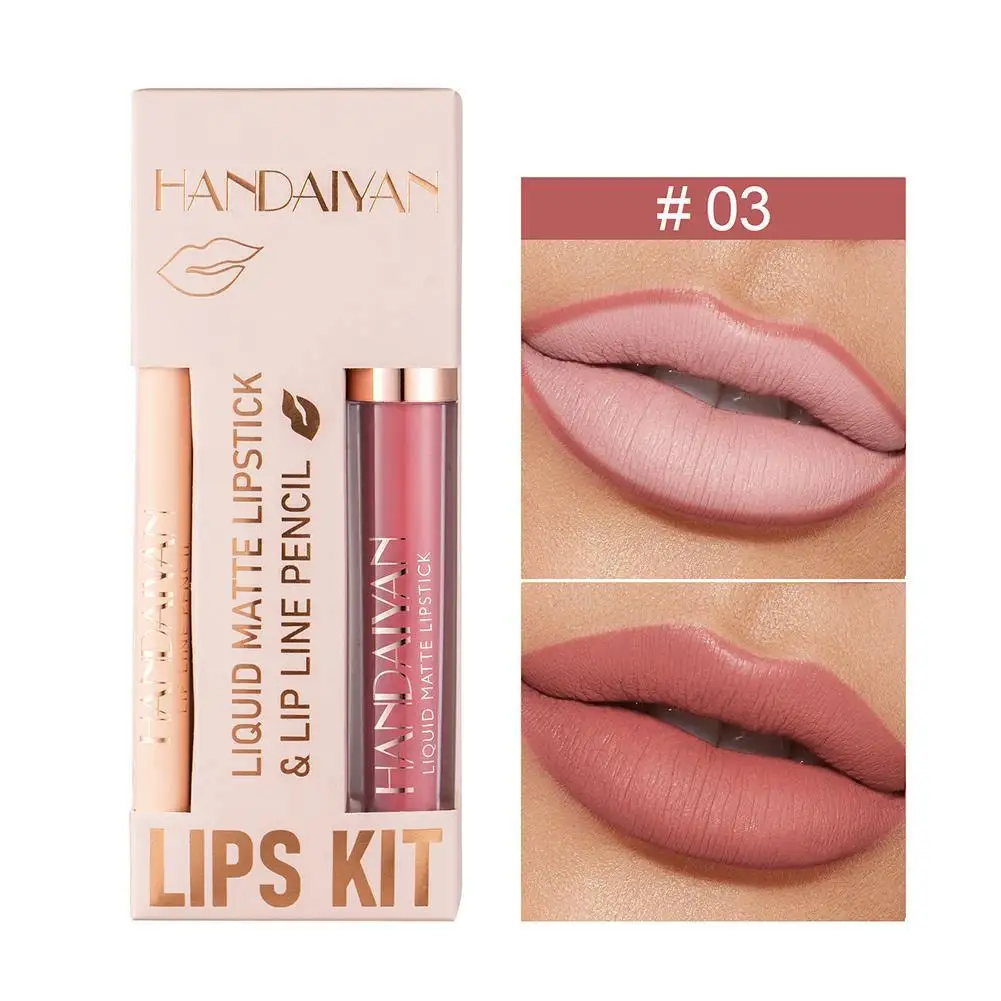 ความงาม Lipliner Lip Glaze ชุดกันน้ํา Non Stick ปากกํามะหยี่ Liner Cup Up Lip ผลิตภัณฑ์ของขวัญผู้หญิงสีแดง Matte ชุด Make K4s2