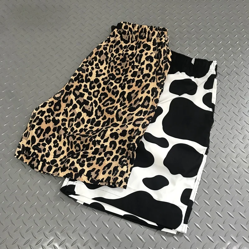 

Classic Leopard Print Crop Pants Belted Waist Workwear Five-Quarter Length Casual Trousers Youth Summer Loose Fit Sports Pants