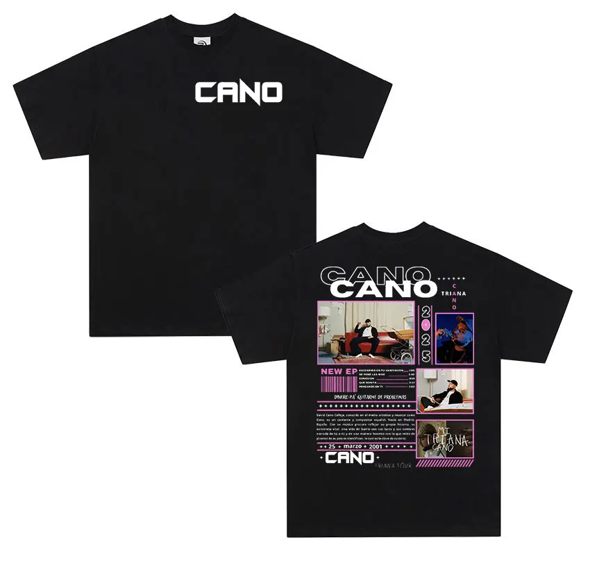 Camiseta gráfica del tour 2025 del rapero Cano Triana, camiseta de manga corta estilo hip hop punk para hombre, camiseta oversize unisex de algodón, ropa urbana