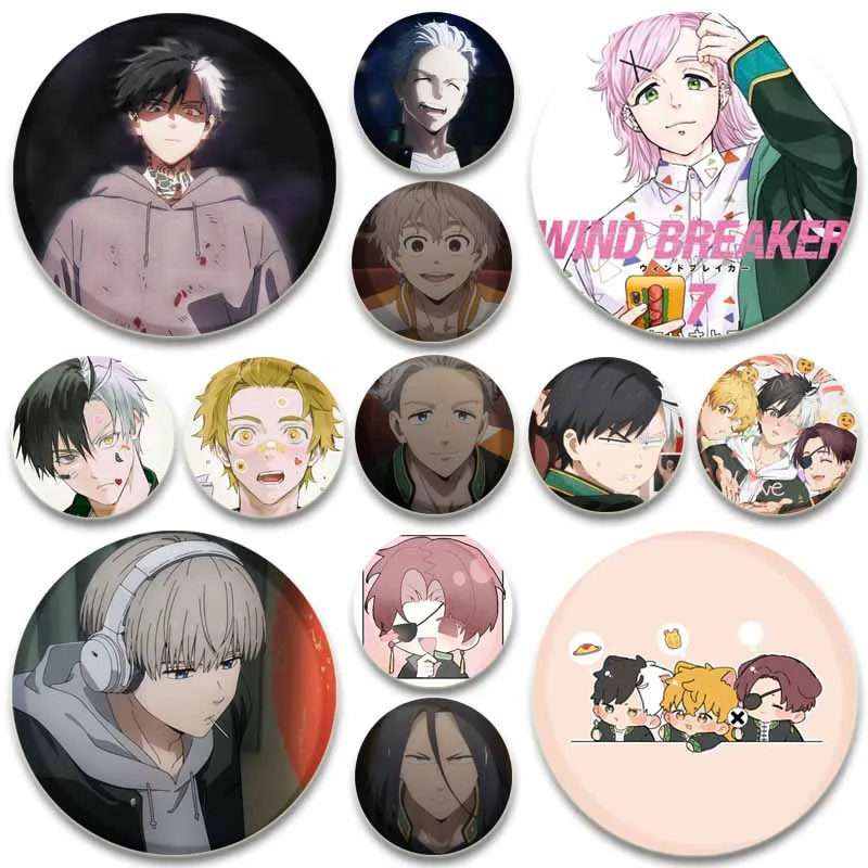 58mm Anime Wind Breaker Button Pins Cartoon Display Badge Round DIY Creative Brooches for Backpack Jewelry Accessories Gifts