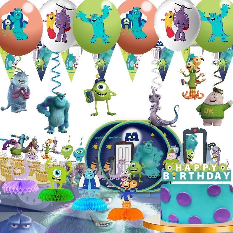 cartoon monsters university theme party supplies tableware cup plate topper kid baby girls birthday party decoration baby shower