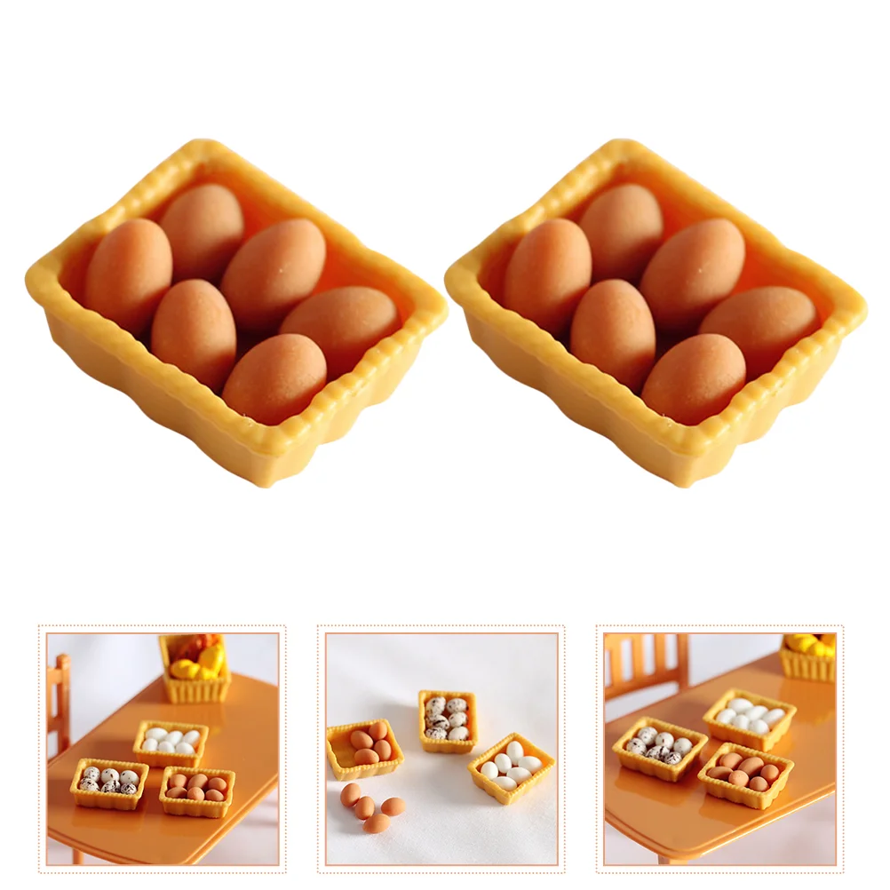 

14 Pcs Boxed Egg Miniature Decor Model Toy Toys Ornament Micro Landscape Tray Resin Kids