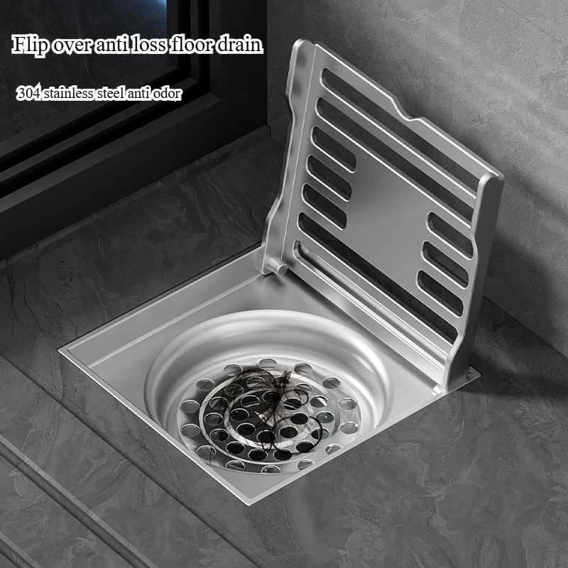 

Engineering apartment flip floor drain, public bathroom anti loss floor drain cover, 304 stainless steel anti odor floor drain