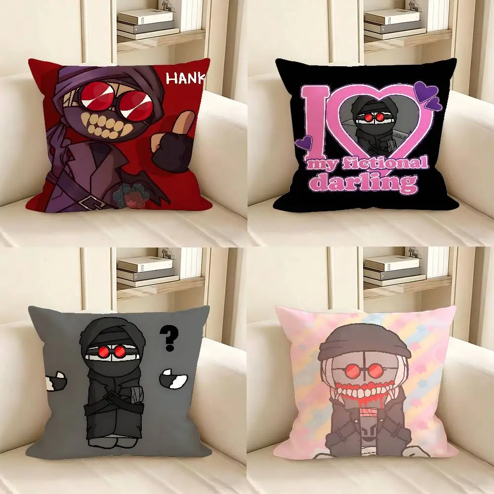 1pc MADNESS COMBAT Hank Sharkrobot Pillow Case Fashion Square Pillowcase Bedroom Sofa Room Ins Decoration Leisure