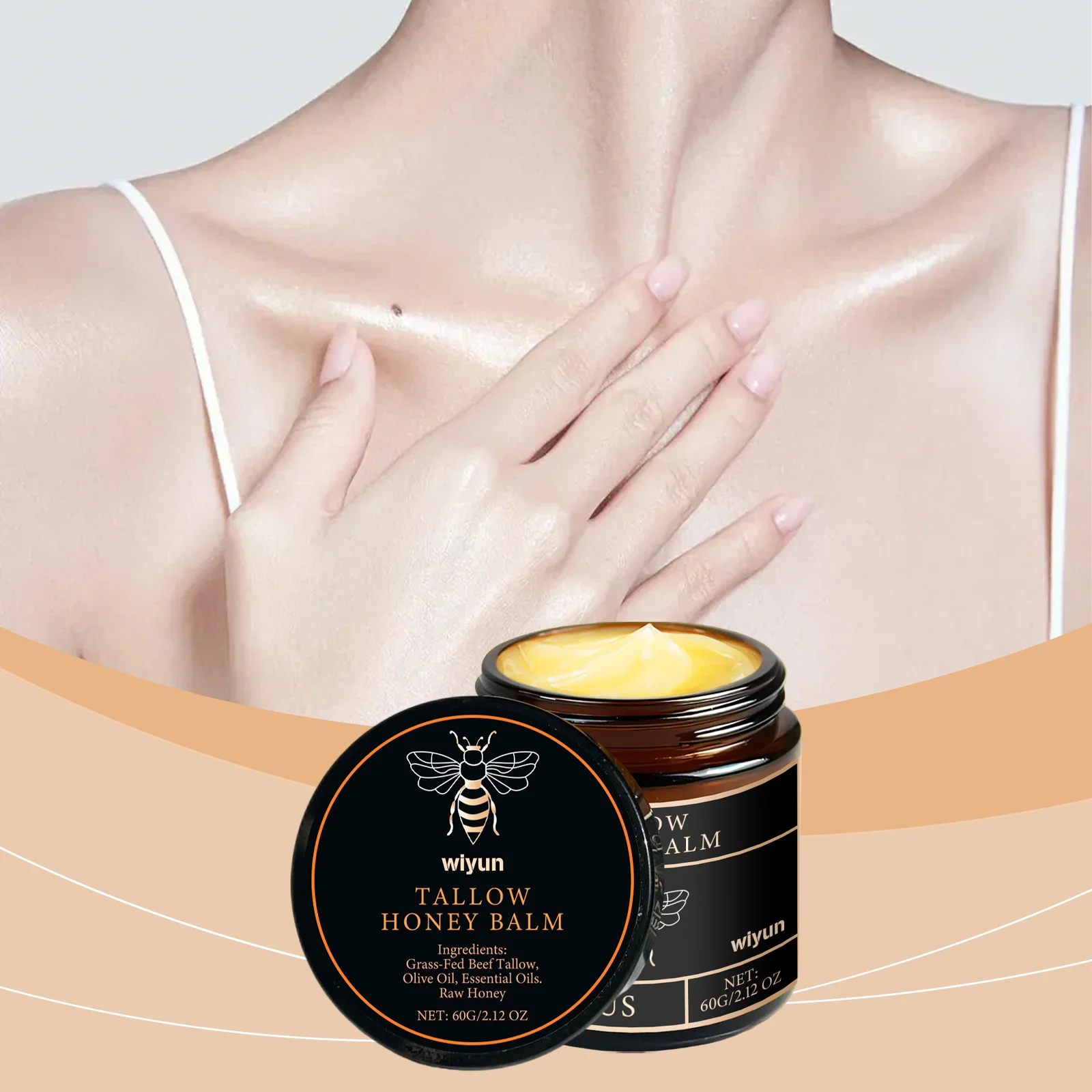Beef Tallow Honey Moisturizer Grass Mproves Loose Skin Lasting Moisturizing Body Lotion Light Non-Greasy Nourishing Absorbs New