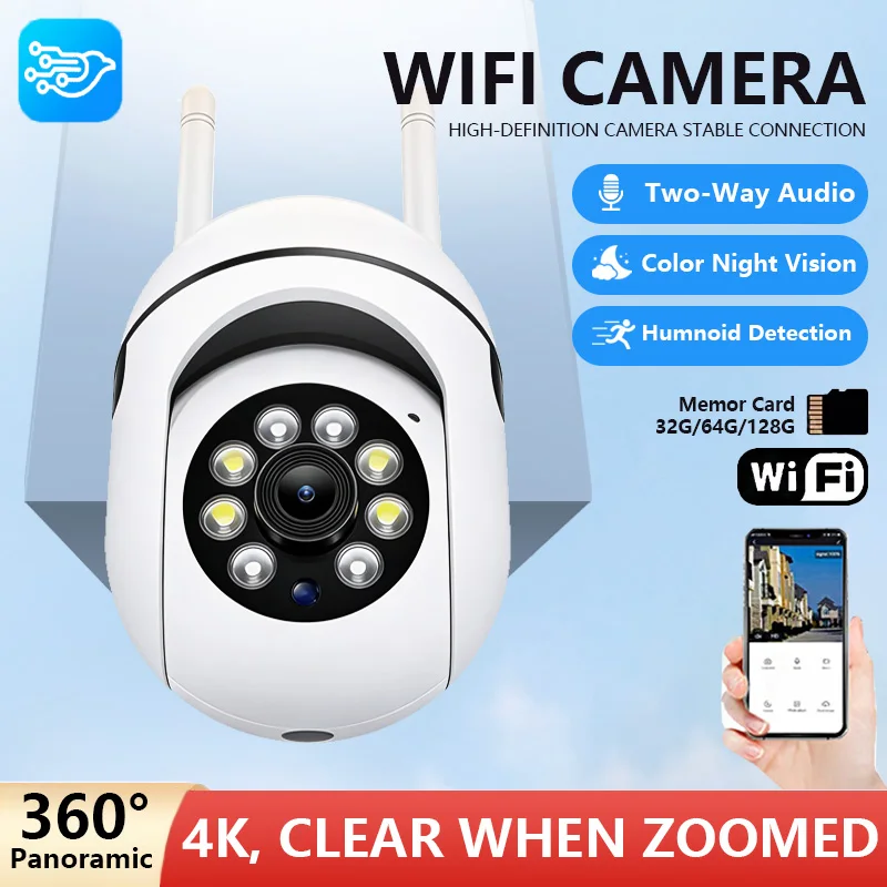 2MP Wireless Security Surveillance Camera Outdoor PTZ with 5X Zoom AI Human Tracking Two-way Audio HD Night Color Video Wifi IP