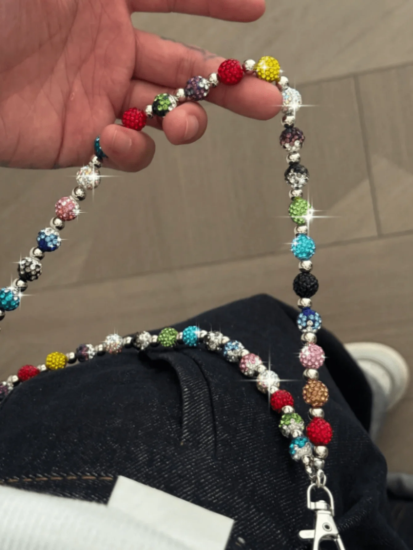 Cadena para Pantalones con Flores de Perlas, Cadena para Cartera, Colgante Metálico Multicapa con Gemas Artificiales, Accesorio Estilo Hip-Hop Punk para Mujer