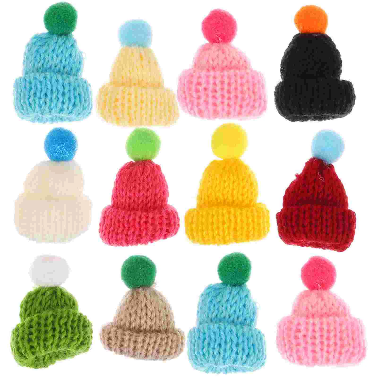 

55pcs DIY Mini Hats Decorations Knitting Hat Toys Handmade Craft Supplies for Kids Girls (Mixed Color)