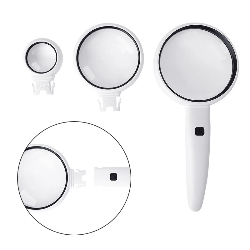 

Handheld Magnifier Led Light Magnifying Glass Three Fold Combination Interchangeable for Reading Magnifying Glass Jewelry Loupe