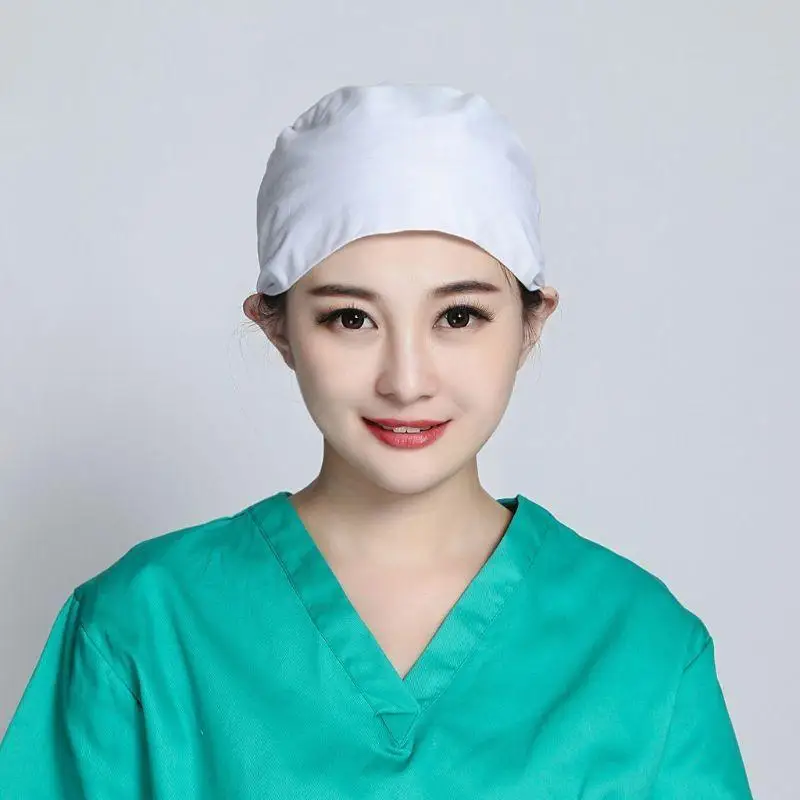 قبعة منتفخة للرجال والنساء من R1WE بلون سادة قابلة للتعديل، قبعة تنظيف للأطباء والممرضات ومستشفى طب الأسنان ومختبر العمليات