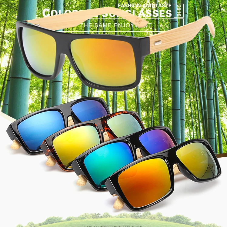 

FOENIXSONG Designer Sunglasses for Men Women Sunglass Bamboo Wood Arm Rectangle Retro Sun Glasses Eyewear