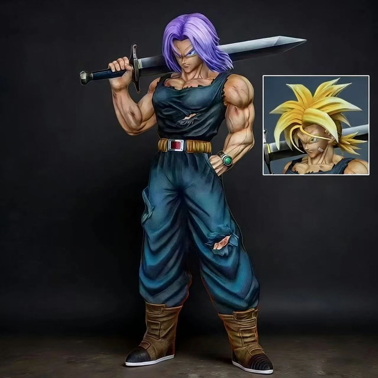 

Фигурка Транка из Dragon Ball Z, 32,5 см/12,8 дюйма, со сменными головами, Супер Сайян Транк из будущего, коллекционная модель, игрушка, подарок