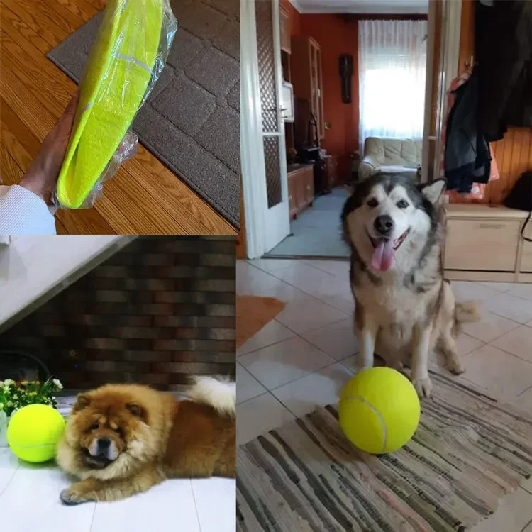 7/8/9,5 Zoll Hundetennisball, Riesiges Aufblasbares Haustierspielzeug für Hundetraining, Tennisball mit Luftpumpe, Interaktives Hundespielzeug – Detail 3